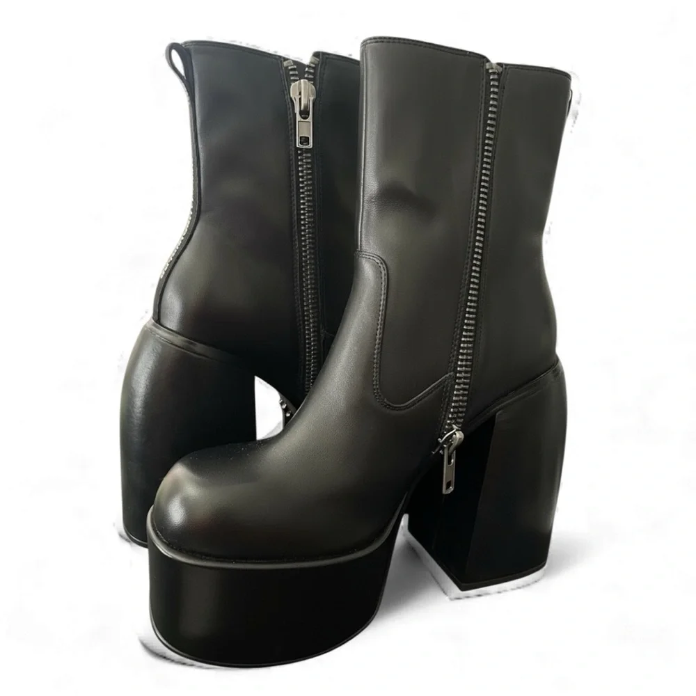 Naked Wolfe Jailbreaker Chunky AF Black Platform Ankle Boots size 9 - Picture 3 of 11